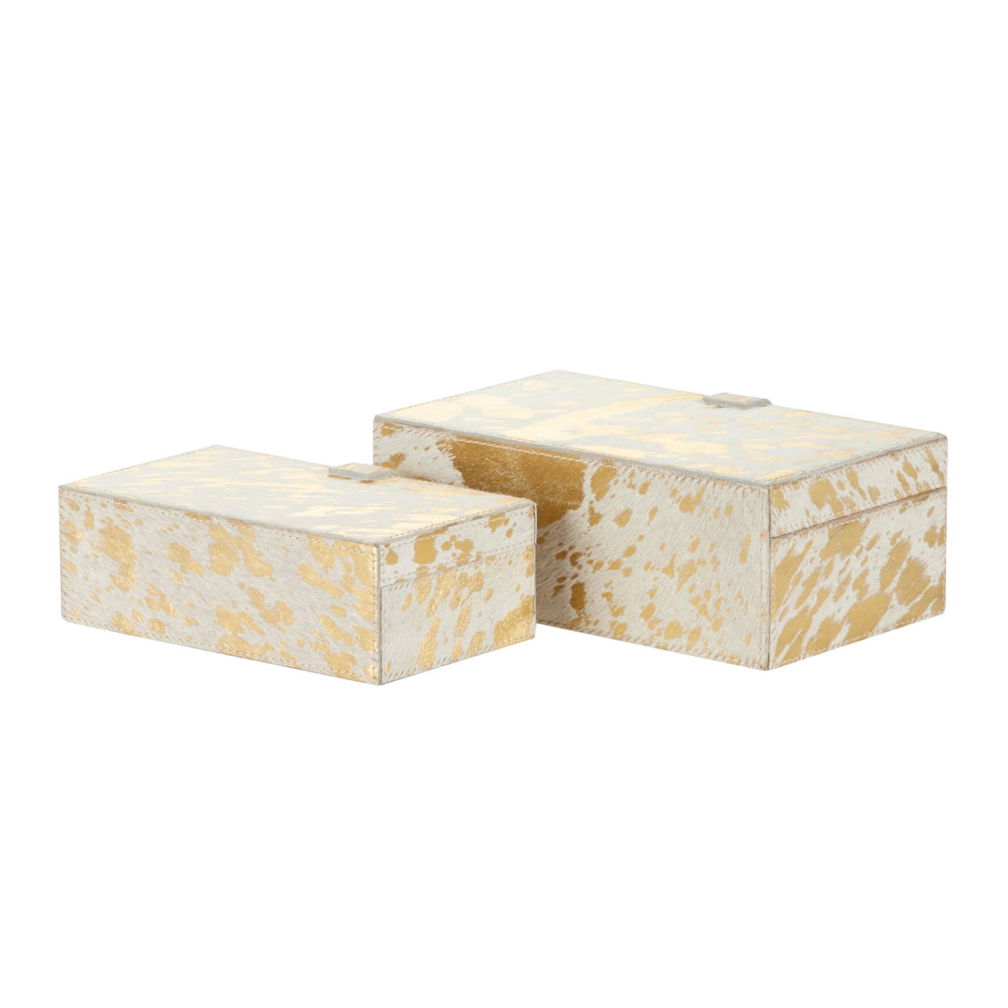 White & Gold Leather Rustic Box Set